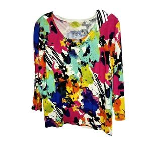 Prima Bella Bright Vivid Cardigan Sweater Size Medium